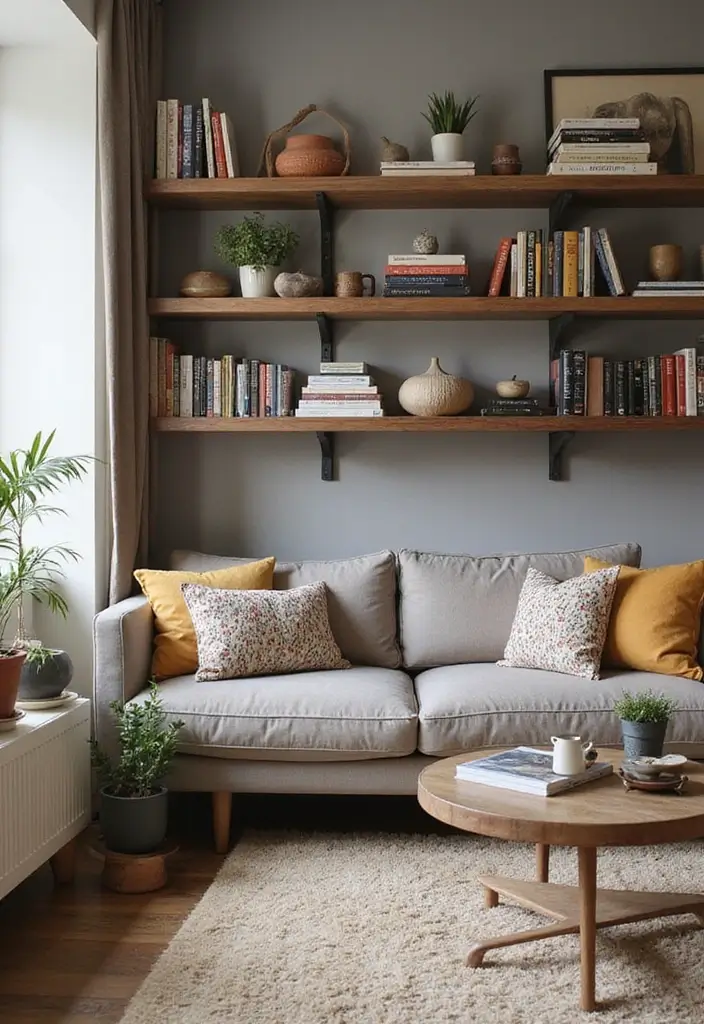 30 Eco-Friendly Living Room Ideas for Modern Families - 29. Open Shelving