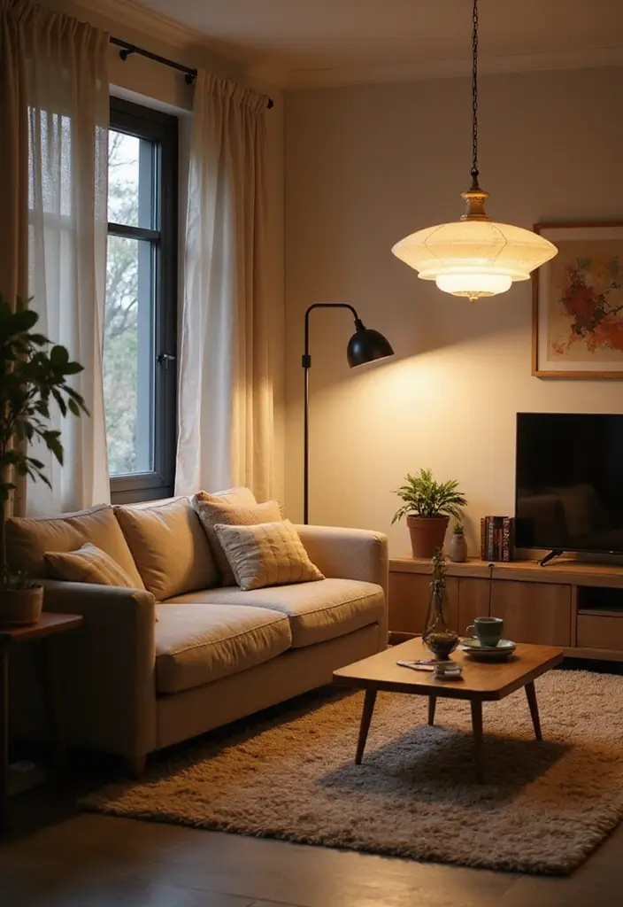 30 Eco-Friendly Living Room Ideas for Modern Families - 4. Energy-Efficient Lighting