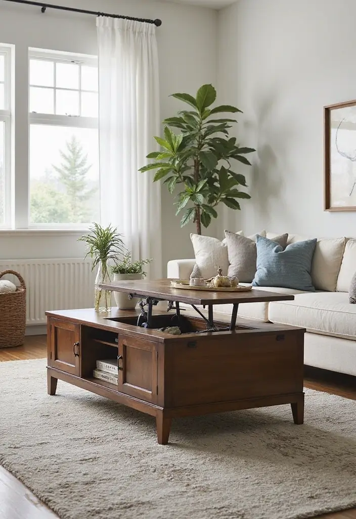 30 Small Apartment Ideas for Stylish & Functional Living - 14. Lift-Top Coffee Tables