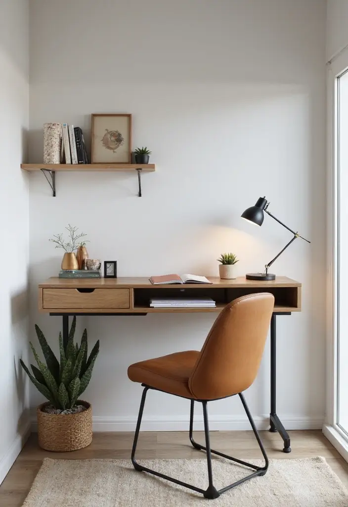 30 Small Apartment Ideas for Stylish & Functional Living - 2. Wall-Mounted Desks for Space-Saving