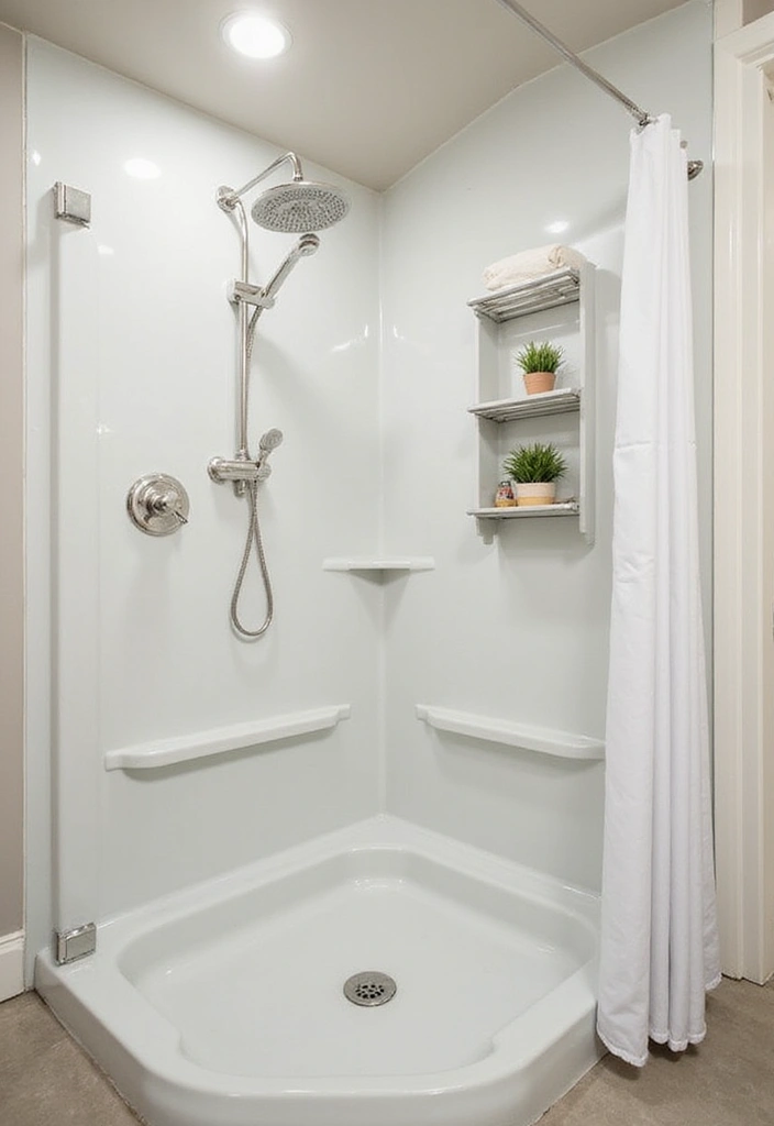 30 Small Apartment Ideas for Stylish & Functional Living - 25. Efficient Shower Caddies