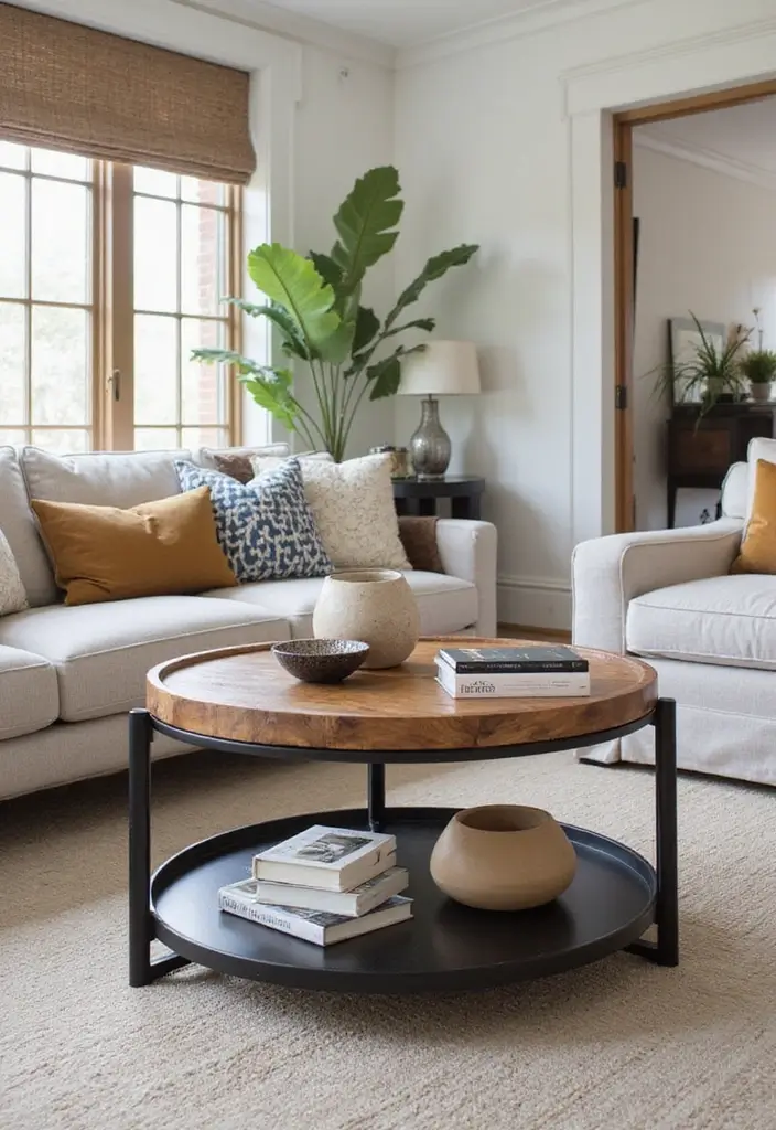 30 Small Apartment Ideas for Stylish & Functional Living - 3. Multi-Tiered Coffee Tables