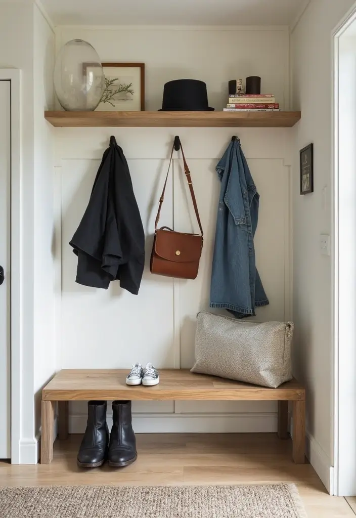 30 Small Apartment Ideas for Stylish & Functional Living - 30. Stylish Hooks for Entryways