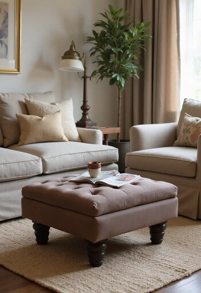 30 Small Apartment Ideas for Stylish & Functional Living - 5. Ottomans with Hidden Storage