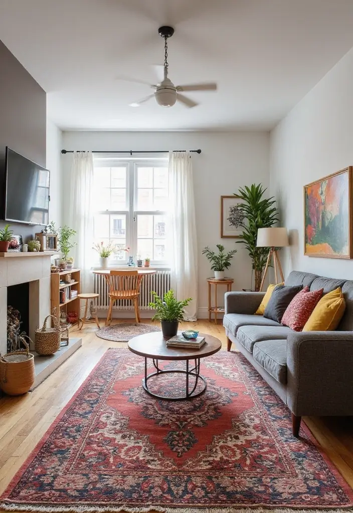 30 Small Apartment Ideas for Stylish & Functional Living - 7. Smart Use of Rugs to Define Areas
