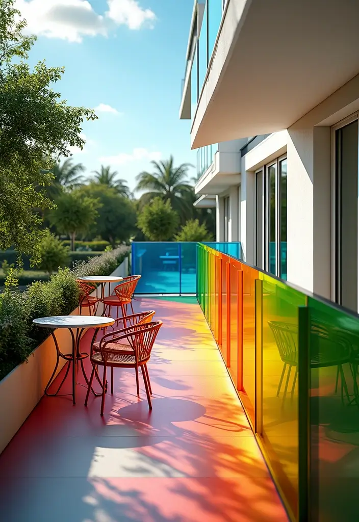 31+ Modern Balcony Railing Designs for a Stylish Upgrade - 10. Colorful Acrylic Railings
