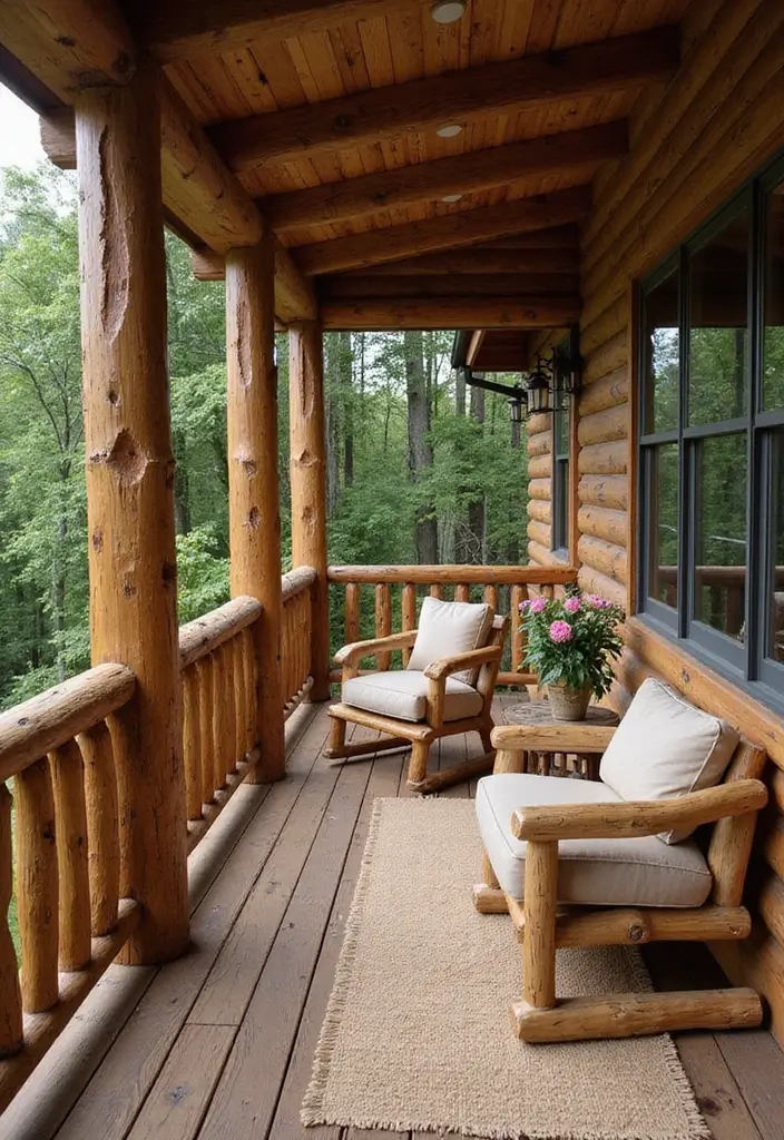 31+ Modern Balcony Railing Designs for a Stylish Upgrade - 14. Rustic Log Railings