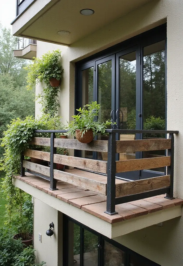 31+ Modern Balcony Railing Designs for a Stylish Upgrade - 16. Recycled Materials Railings