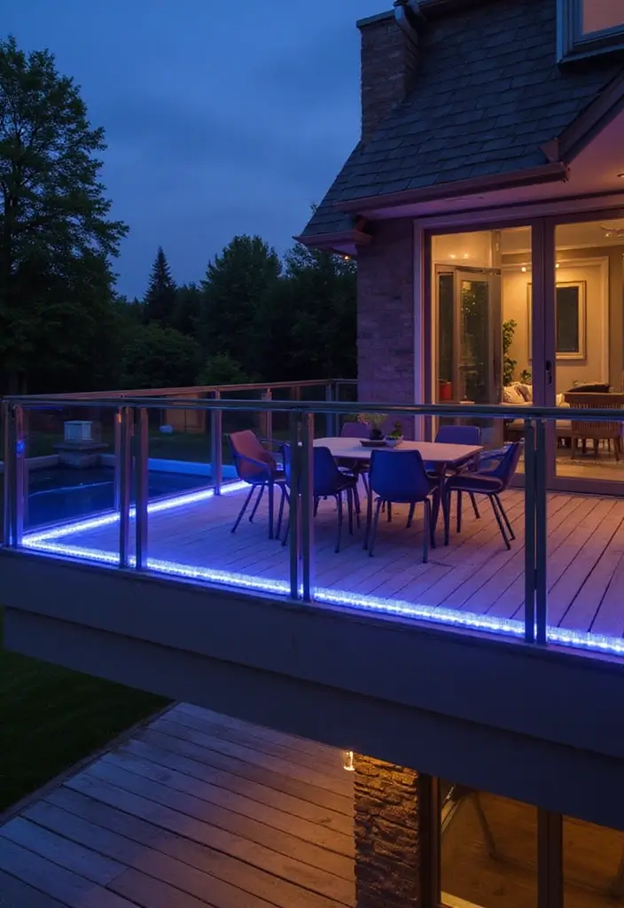 31+ Modern Balcony Railing Designs for a Stylish Upgrade - 27. Smart Railings with LED Lighting
