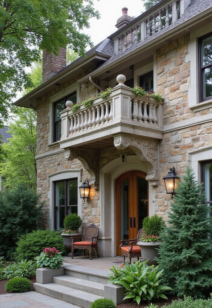 31+ Modern Balcony Railing Designs for a Stylish Upgrade - 28. Elegant Stone Wall Railings