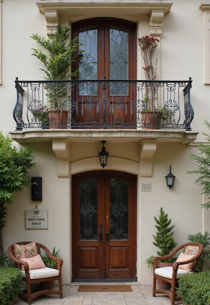 31+ Modern Balcony Railing Designs for a Stylish Upgrade - 6. Vintage-inspired Wrought Iron