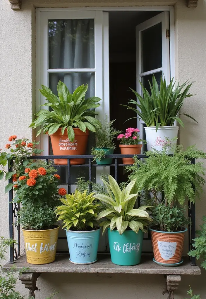 32+ Balcony Decor Ideas to Create Your Outdoor Oasis - 17. Personalized Planters