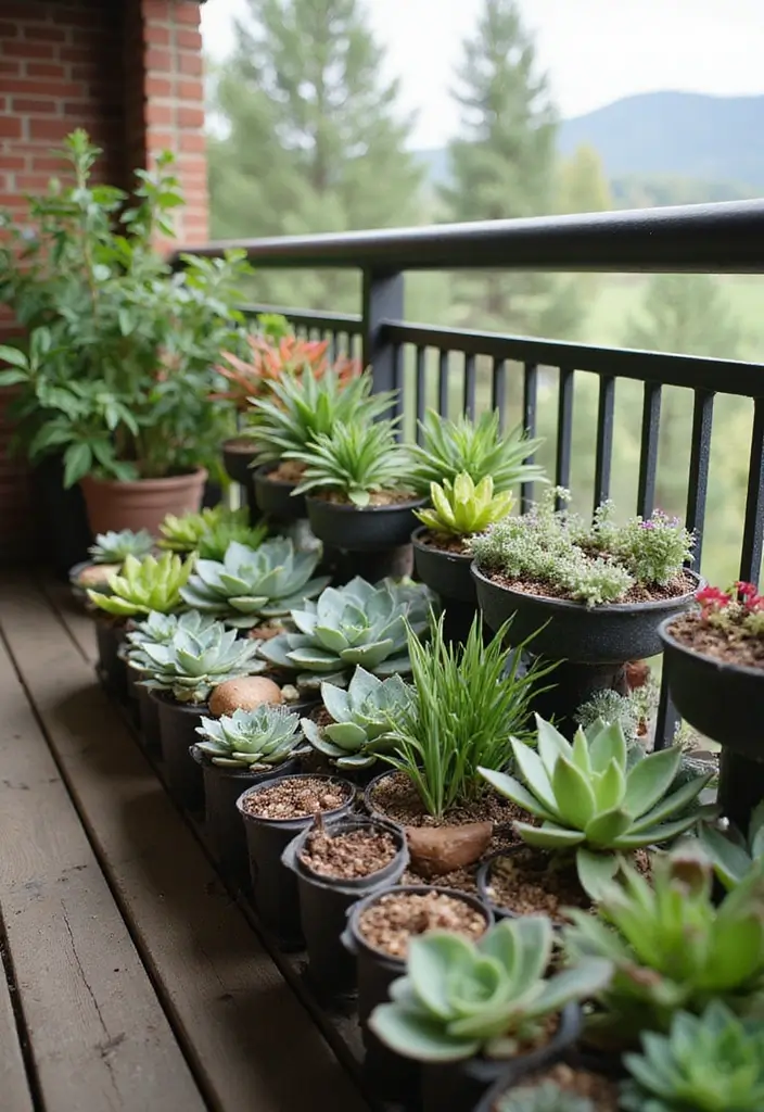32+ Balcony Decor Ideas to Create Your Outdoor Oasis - 27. Succulent Display