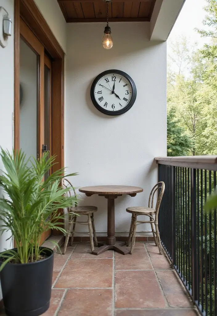 32+ Balcony Decor Ideas to Create Your Outdoor Oasis - 28. Outdoor Clock