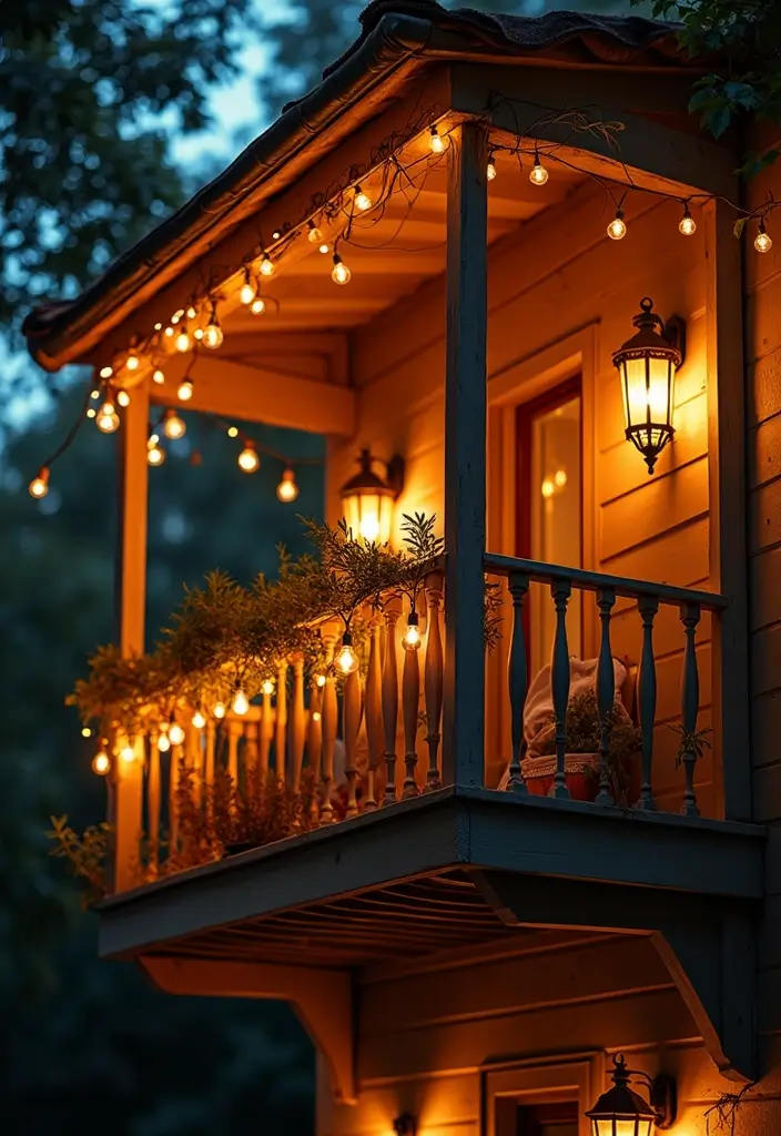 32+ Balcony Decor Ideas to Create Your Outdoor Oasis - 3. Decorative Lighting