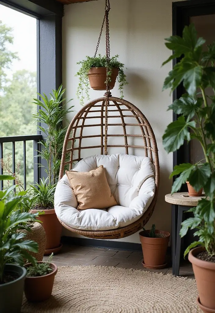 32+ Balcony Decor Ideas to Create Your Outdoor Oasis - 5. Hanging Chairs