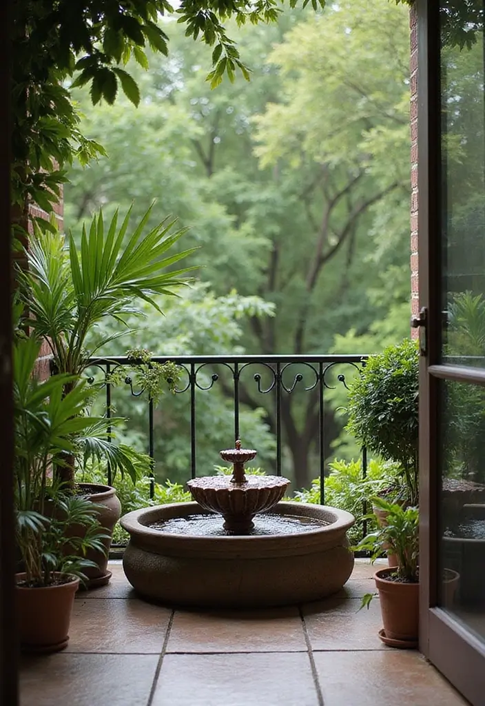 33+ Balcony Decoration Tips for Small and Large Spaces - 15. Incorporate Water Features