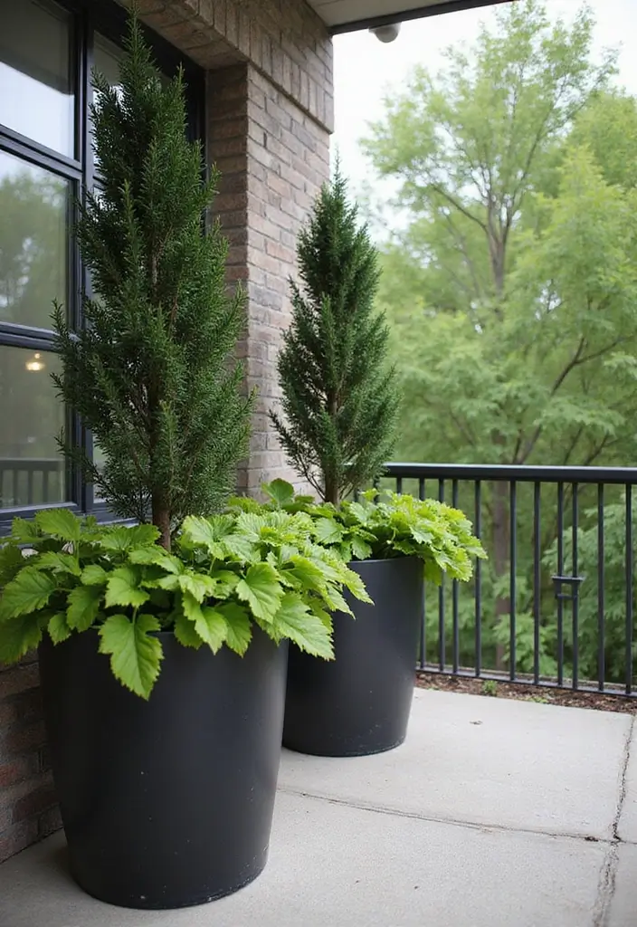 33+ Balcony Decoration Tips for Small and Large Spaces - 25. Use of Large Planters