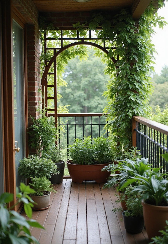 33+ Balcony Decoration Tips for Small and Large Spaces - 29. Add a Trellis Garden