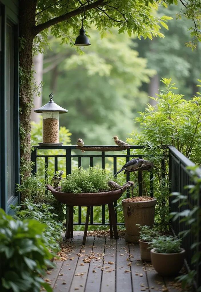 33+ Balcony Decoration Tips for Small and Large Spaces - 31. Create a Bird-Friendly Balcony