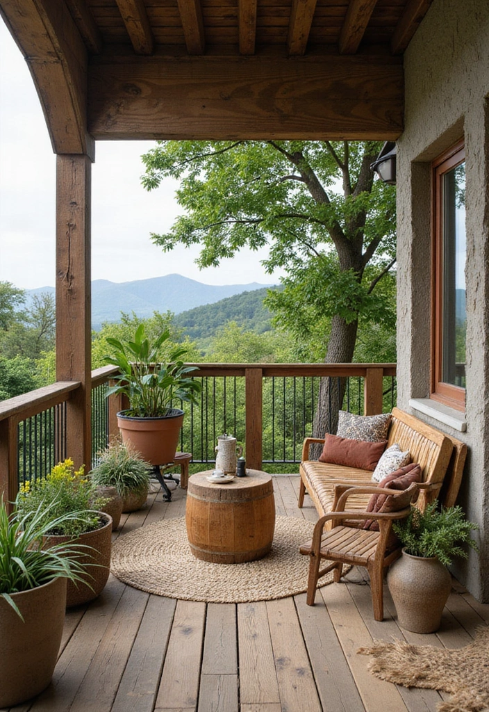 33+ Balcony Decoration Tips for Small and Large Spaces - 32. Incorporate Sustainable Materials in Decor