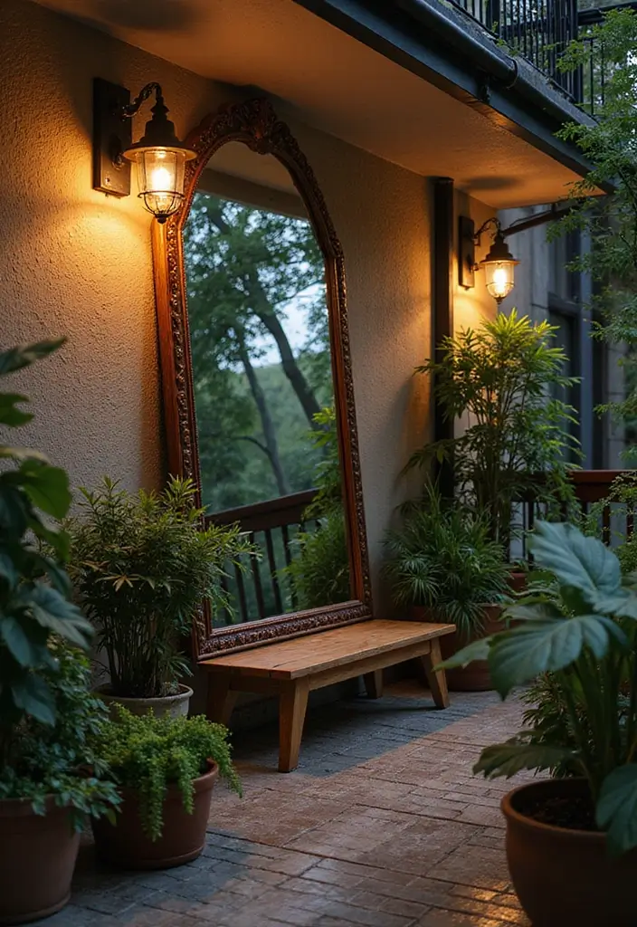 33+ Balcony Decoration Tips for Small and Large Spaces - 5. Use of Mirrors