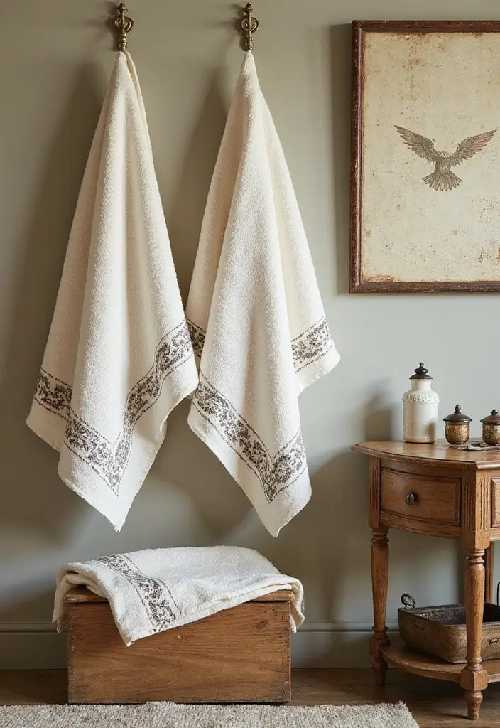 35+ Best Bathroom Towels for Comfort and Style - 25. Vintage-Inspired Towels