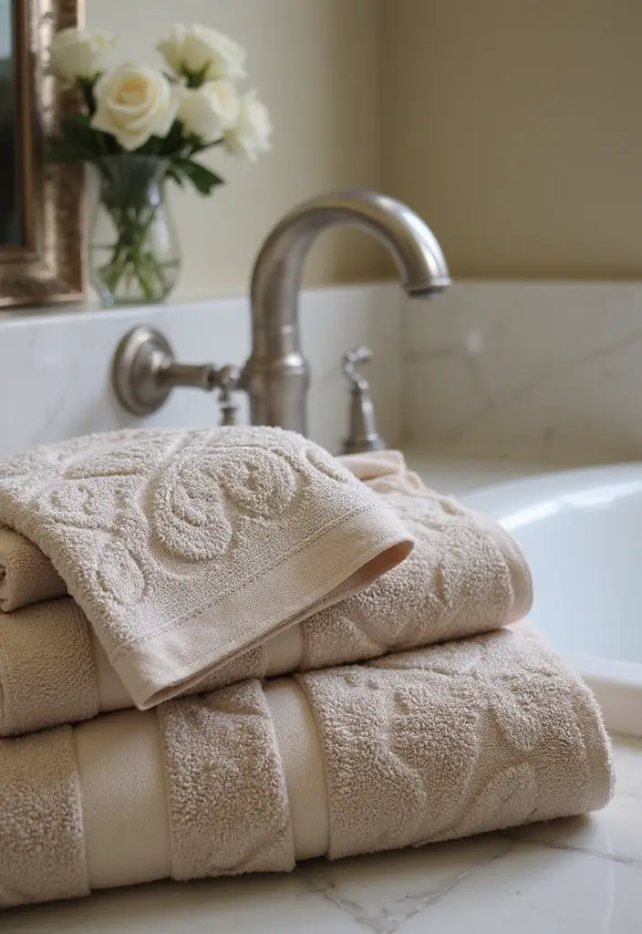 35+ Best Bathroom Towels for Comfort and Style - 26. Luxury Jacquard Towels
