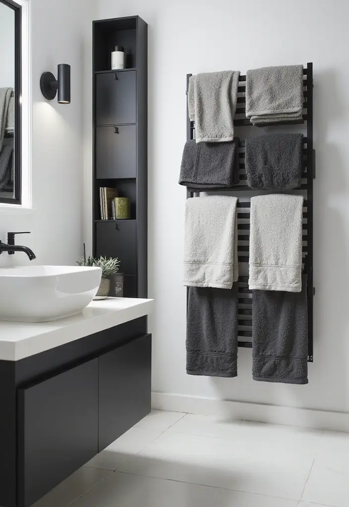 35+ Best Bathroom Towels for Comfort and Style - 7. Monochrome Textured Towels