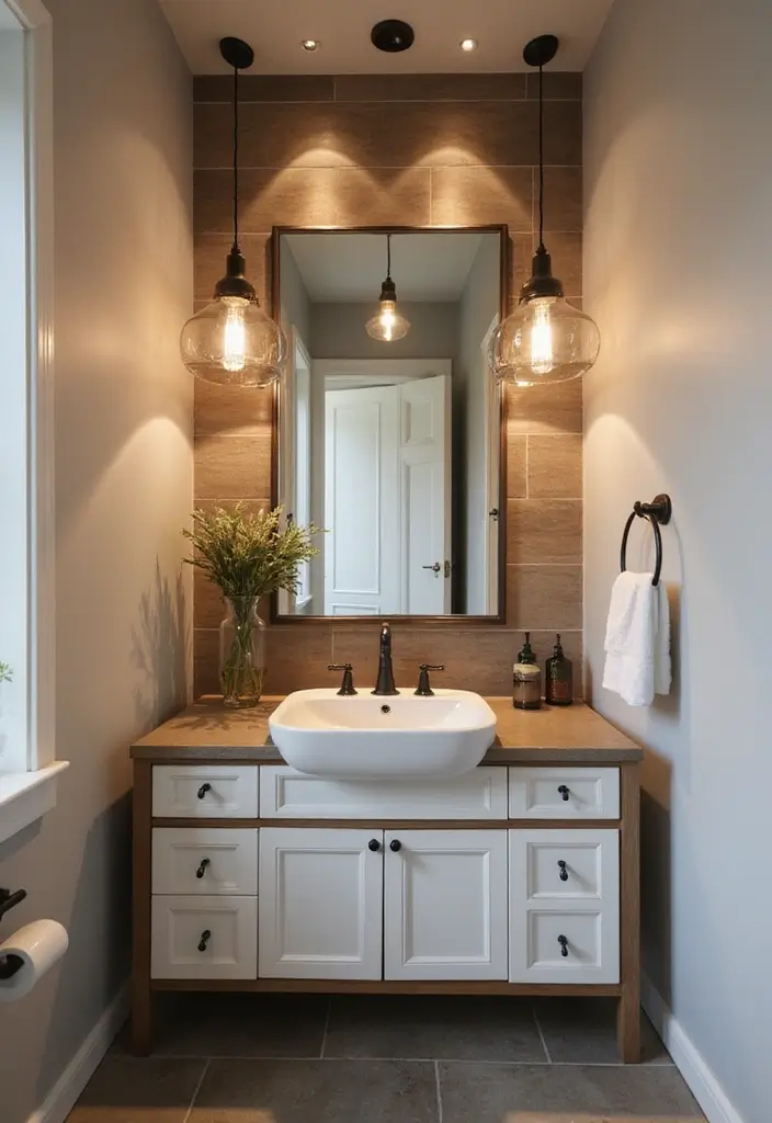 37+ Brilliant Bathroom Lighting Ideas to Brighten Your Day - 10. Pendant Lights Over the Sink