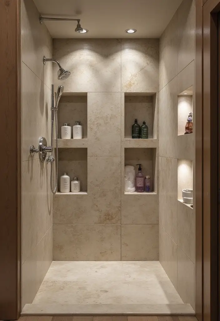 37+ Brilliant Bathroom Lighting Ideas to Brighten Your Day - 19. Lighted Shower Niches