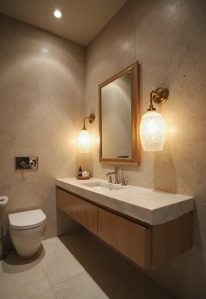 37+ Brilliant Bathroom Lighting Ideas to Brighten Your Day - 36. Light Fixtures with Interesting Textures