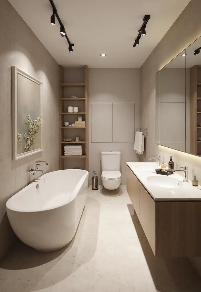 37+ Brilliant Bathroom Lighting Ideas to Brighten Your Day - 7. Minimalist Track Lighting