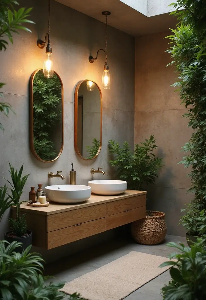 37+ Brilliant Bathroom Lighting Ideas to Brighten Your Day - 8. Biophilic Design with Lighting