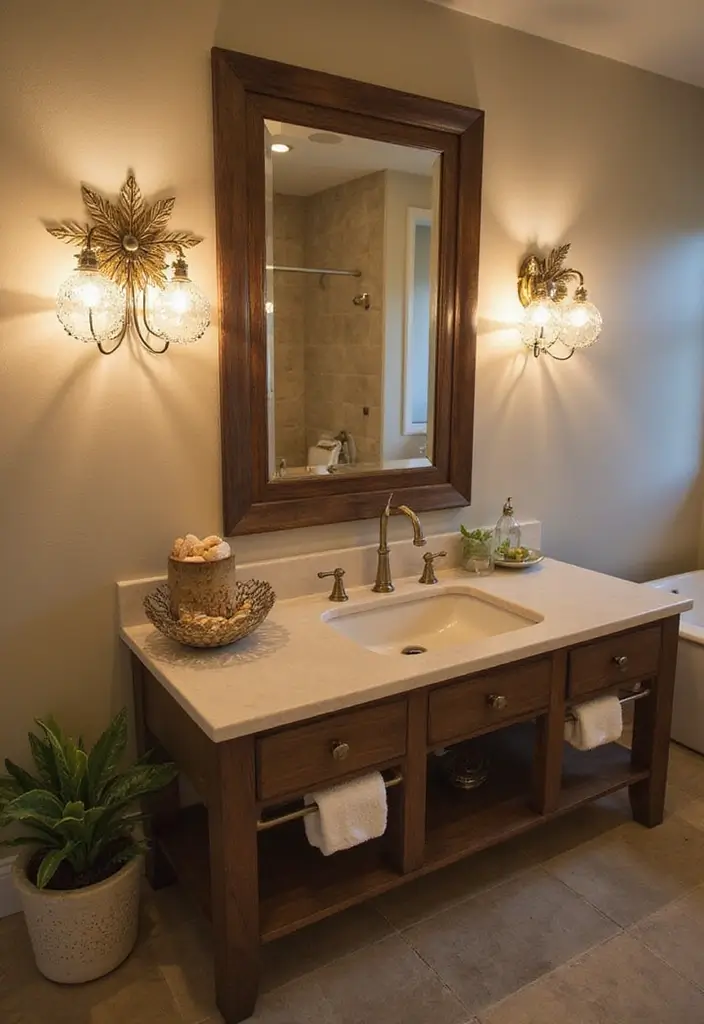 37+ Brilliant Bathroom Lighting Ideas to Brighten Your Day - 9. Artistic Wall Sconces