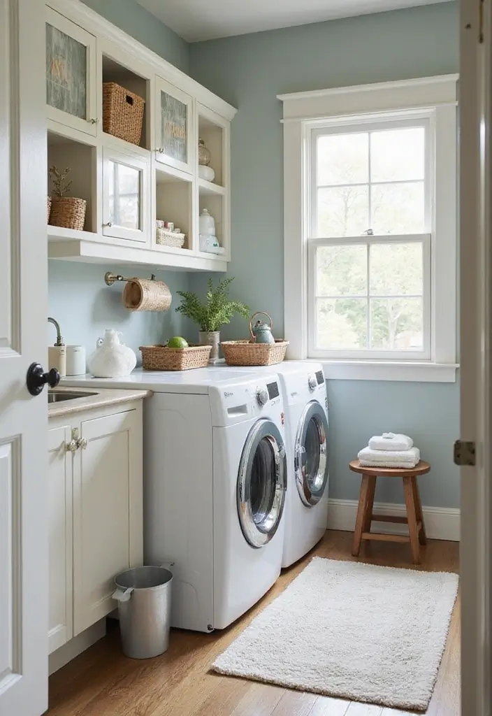 38+ Laundry Room Shelving Ideas for Smart Storage - 17. Stylish Towel Racks for Added Functionality