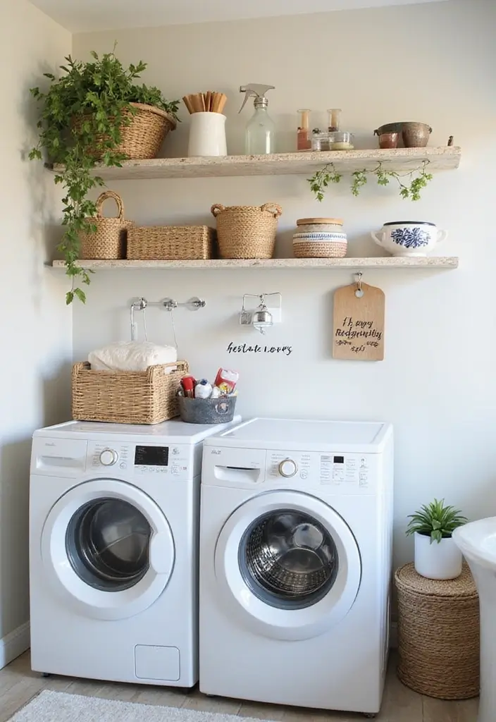 38+ Laundry Room Shelving Ideas for Smart Storage - 35. Functional Wall Stickers for Labels