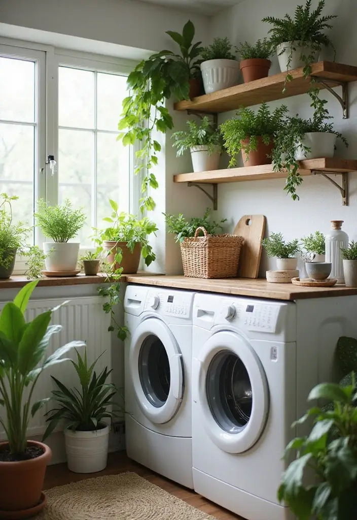 39+ IKEA Laundry Room Hacks for Organization and Style - 24. Incorporate Houseplants