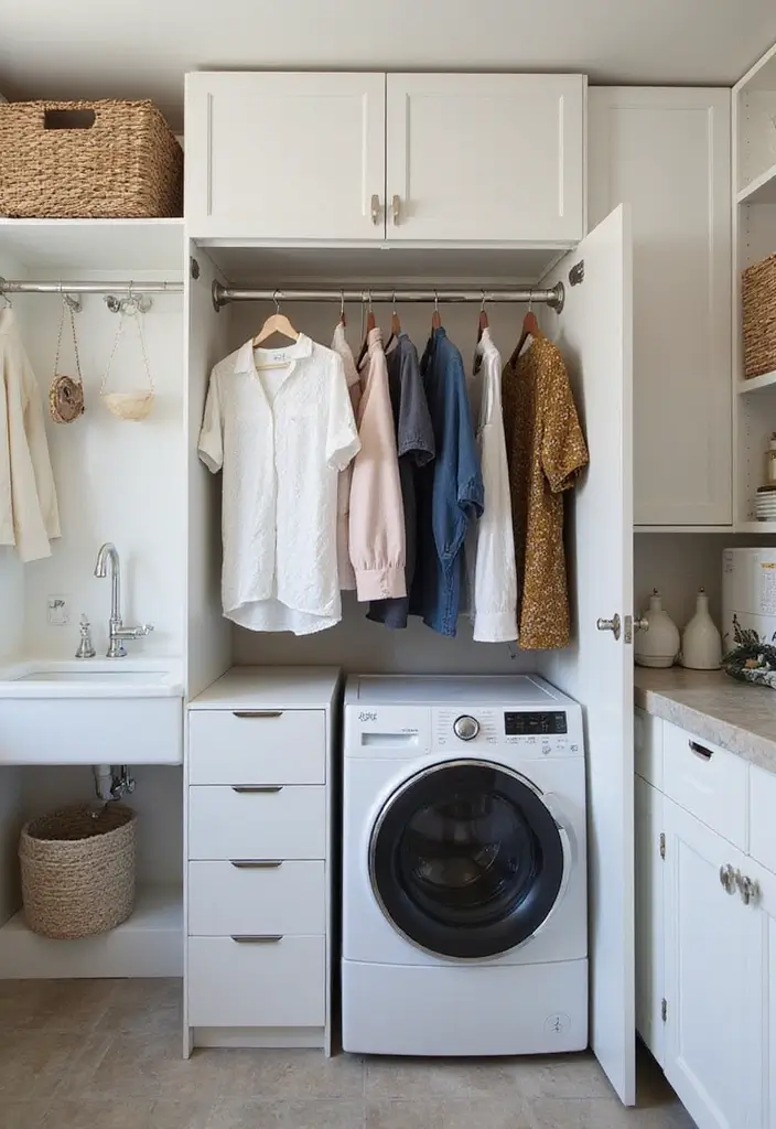 39+ IKEA Laundry Room Hacks for Organization and Style - 8. Tension Rod for Hanging Clothes