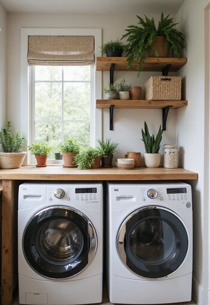 40+ Creative Laundry Room Decor Ideas You’ll Want to Try - 1. Upcycled Wooden Shelves