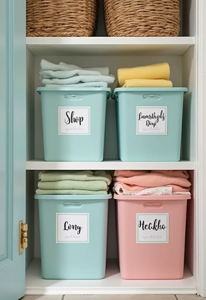 40+ Creative Laundry Room Decor Ideas You’ll Want to Try - 10. Color-Coded Labels