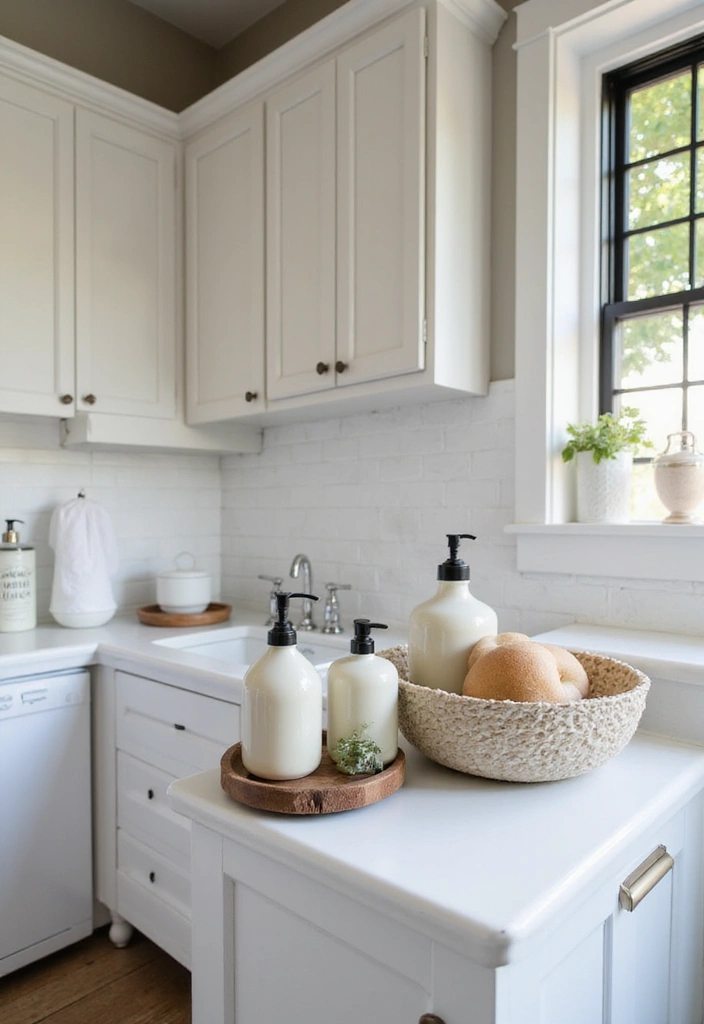 40+ Creative Laundry Room Decor Ideas You’ll Want to Try - 12. Artisan Soap Dispensers