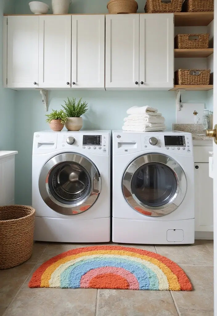 40+ Creative Laundry Room Decor Ideas You’ll Want to Try - 27. Playful Floor Mats