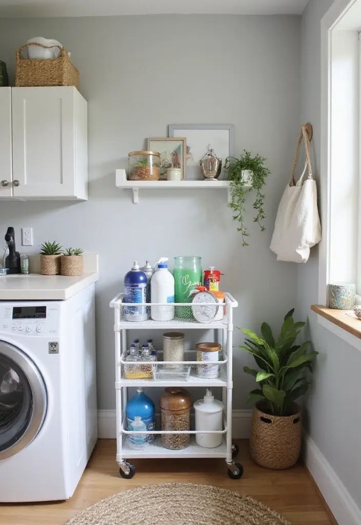 40+ Creative Laundry Room Decor Ideas You’ll Want to Try - 29. Multi-Purpose Carts