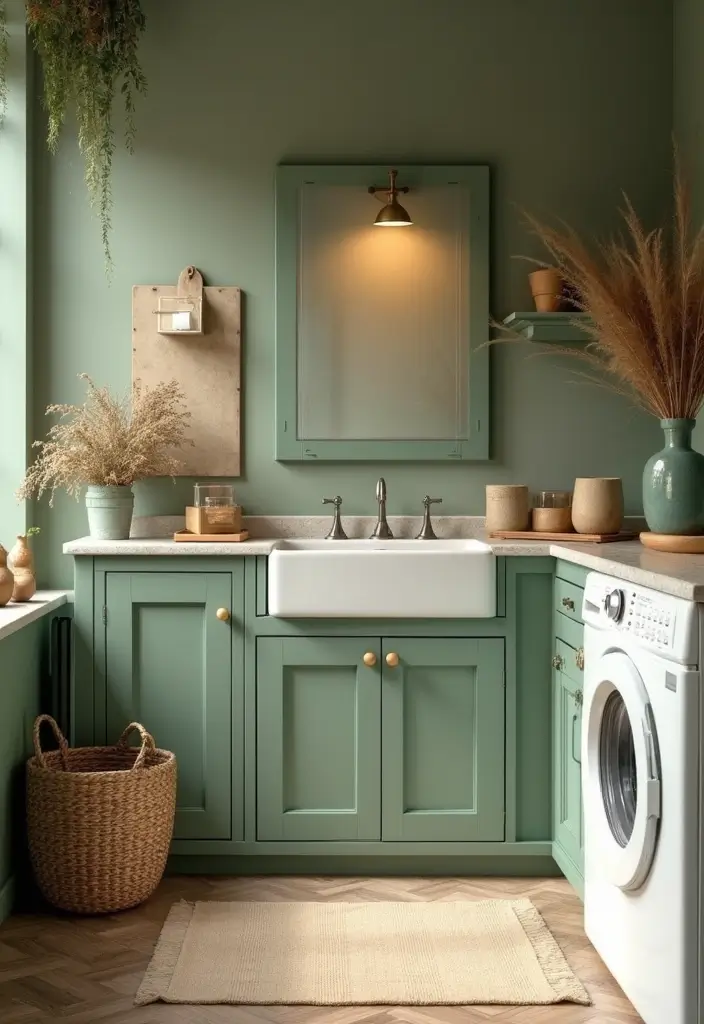 40+ Creative Laundry Room Decor Ideas You’ll Want to Try - 31. Earthy Color Palette
