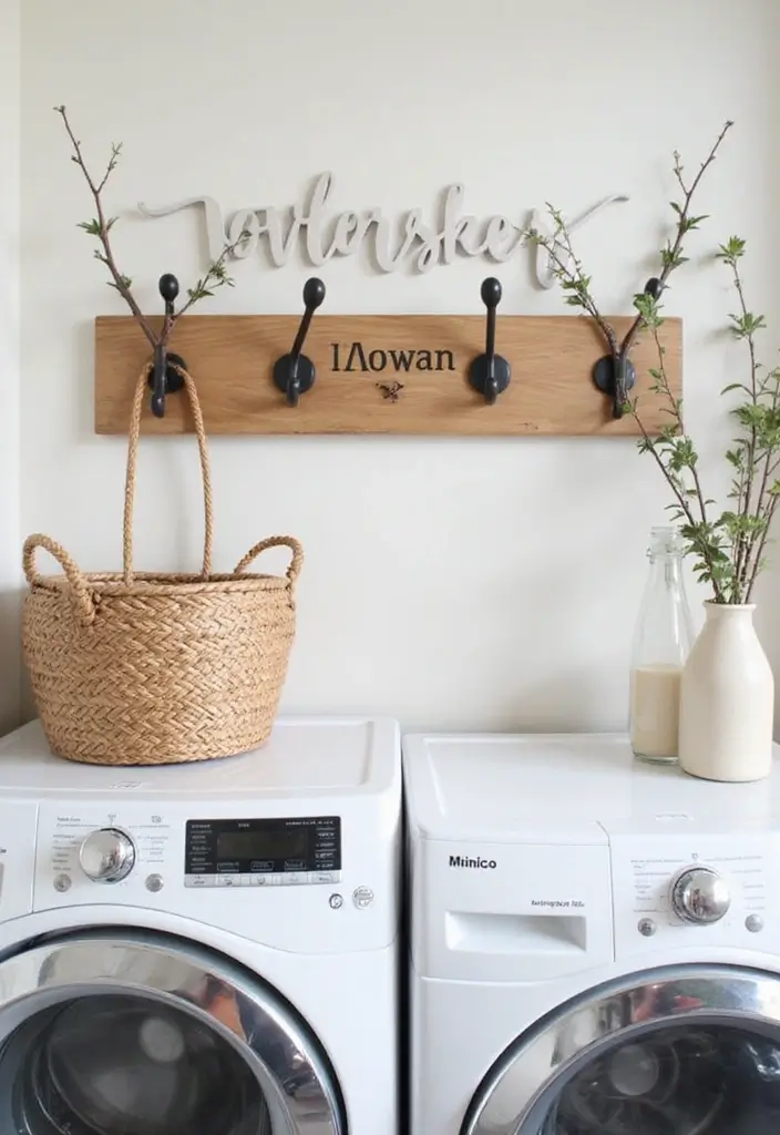 40+ Creative Laundry Room Decor Ideas You’ll Want to Try - 36. Personalized Wall Hooks