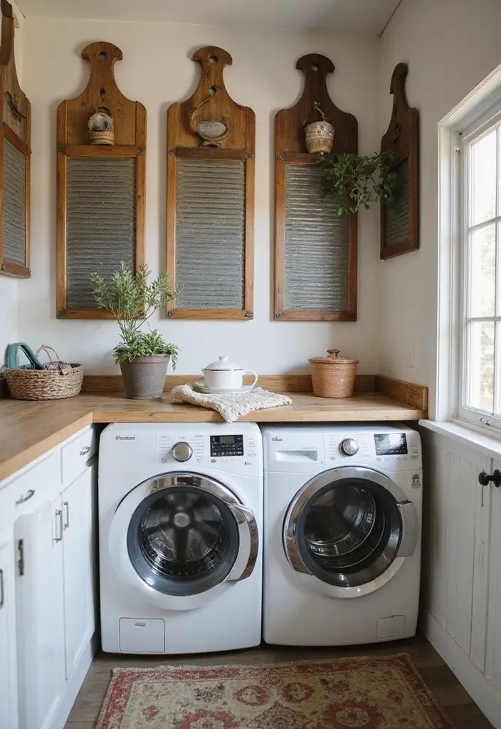 40+ Creative Laundry Room Decor Ideas You’ll Want to Try - 39. Modern Washboard Decor