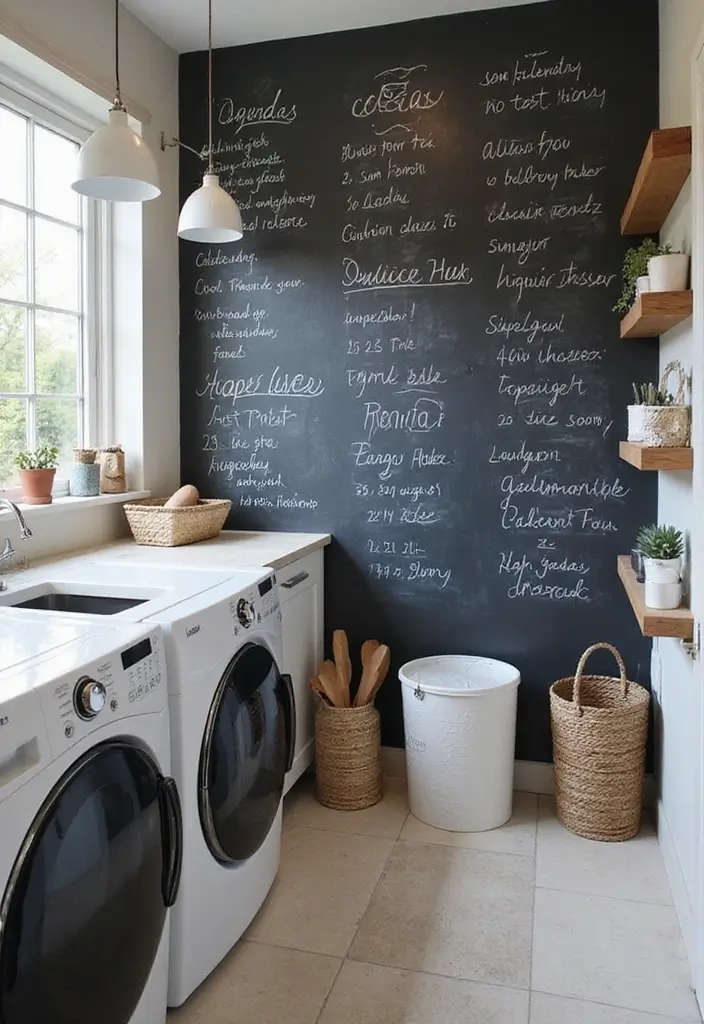 40+ Creative Laundry Room Decor Ideas You’ll Want to Try - 8. Chalkboard Wall for Notes