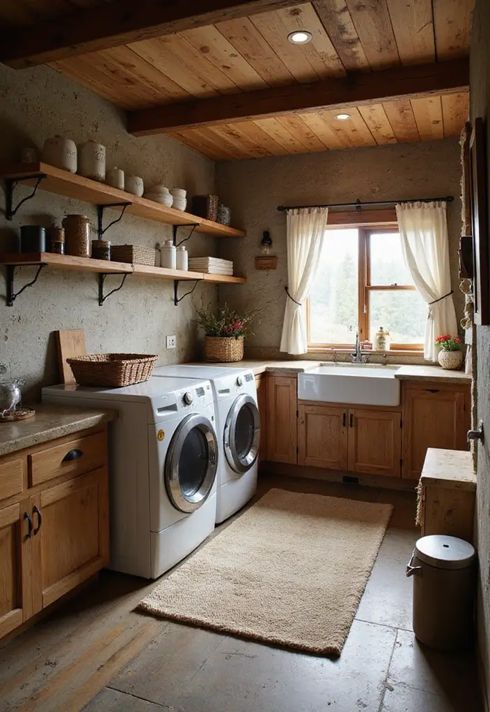41+ Laundry Room Design Ideas for Function and Flair - 11. Rustic Charm with Wood Accents