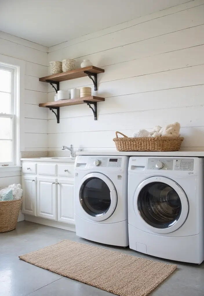 41+ Laundry Room Design Ideas for Function and Flair - 17. Textured Wall Panels